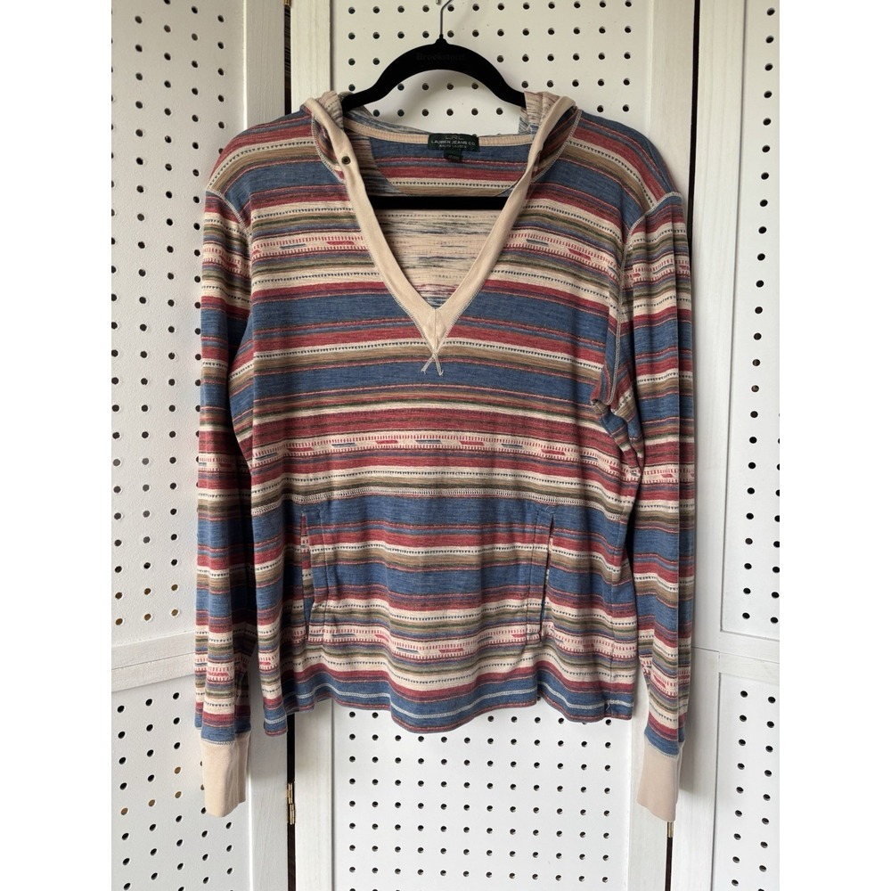 Vintage Lauren Ralph Lauren Southwestern Hooded Top Pullover Shirt Women's Lg‎